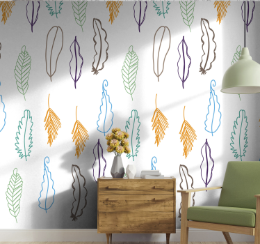Leaf wallpaper sketch leaf designs - TenStickers