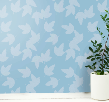 Leaf wallpaper soft blue design - TenStickers