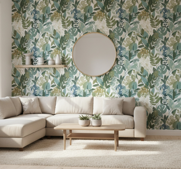 Leaf wallpaper soft botanical greenery - TenStickers