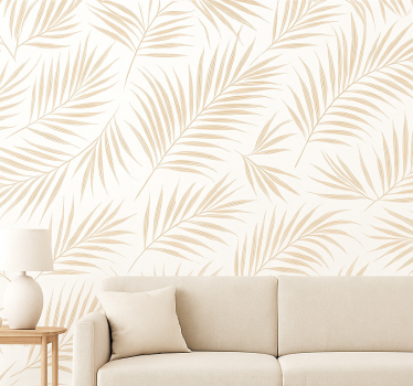 Leaf wallpaper tan palm design - TenStickers