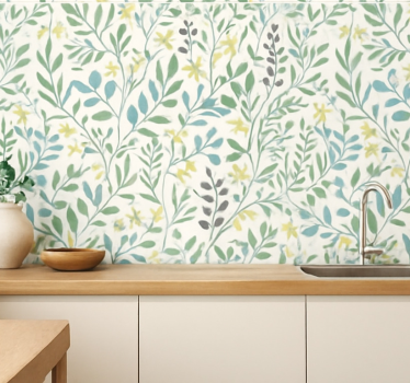Leaf wallpaper wild meadow stems - TenStickers