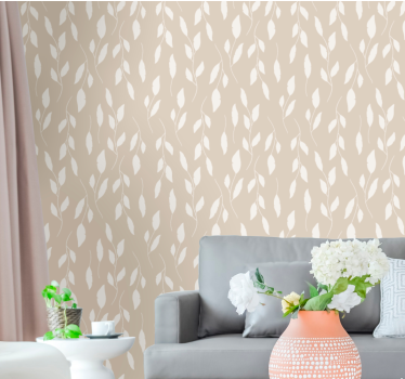 Leaf wallpaper with a beige delicate pattern - TenStickers