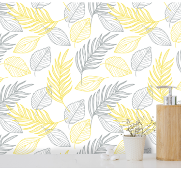 Leafy Botanical Pattern leaf wallpaper - TenStickers