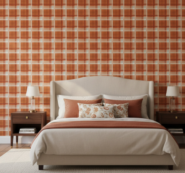 Master bedroom wallpaper autumn checkered design - TenStickers
