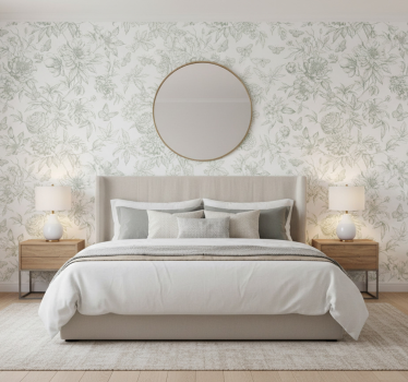 Master bedroom wallpaper blooming peonies design - TenStickers