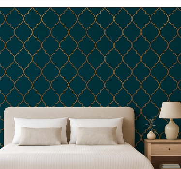 Master bedroom wallpaper blue and gold moroccan design - TenStickers