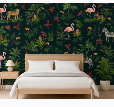 Master bedroom wallpaper dark exotic style - TenStickers