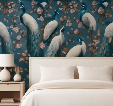 Master bedroom wallpaper elegant beautiful peacocks - TenStickers