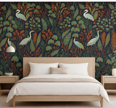 Master bedroom wallpaper exotic asian nature design - TenStickers