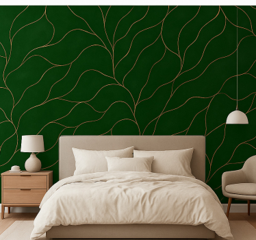 Master bedroom wallpaper green and gold marble texture - TenStickers