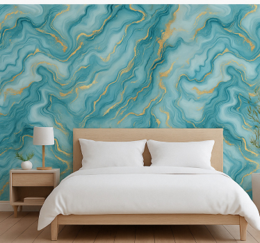 Master bedroom wallpaper light blue marble - TenStickers