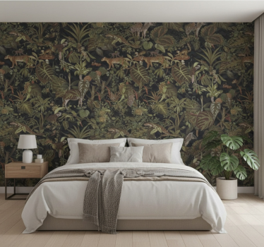 Master bedroom wallpaper jungle animals design - TenStickers
