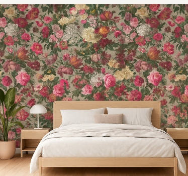 Master bedroom wallpaper vintage floral design - TenStickers
