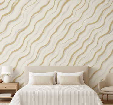 Master bedroom wallpaper white grey marble gold lines - TenStickers