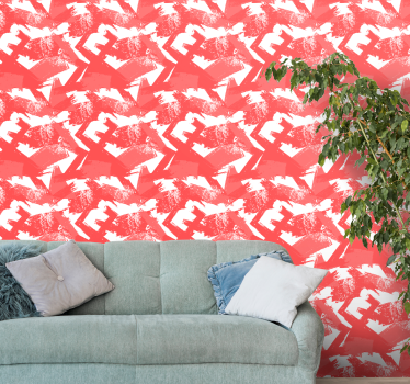 modern paint brushes red Wallpaper paintings - TenStickers