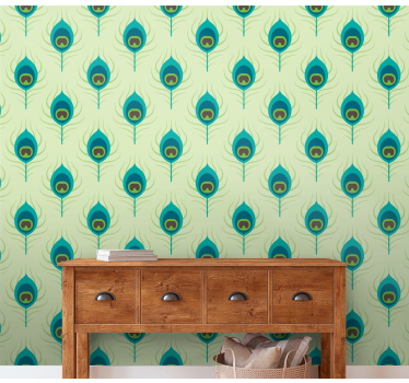 Modern peacock feather Bedroom Wallpaper - TenStickers