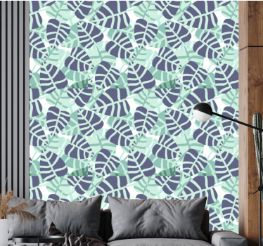 Monstera Mosaic leaf wallpaper - TenStickers
