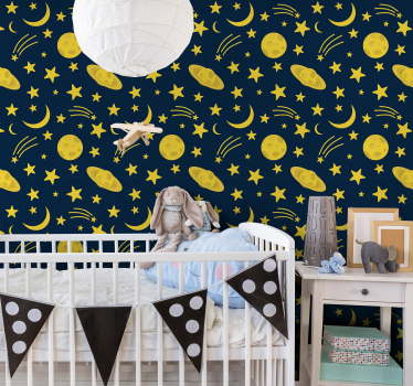 Moons and stars Baby´s Wallpaper - TenStickers