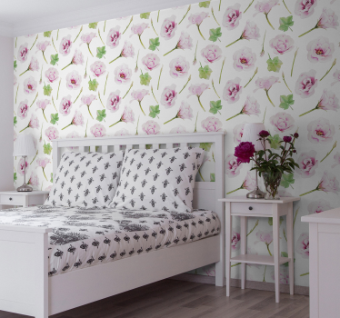 Nature Wallpaper Romantic pink flowers - TenStickers