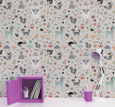 Nordic style forest themed wallpaper Kids Wallpaper - TenStickers