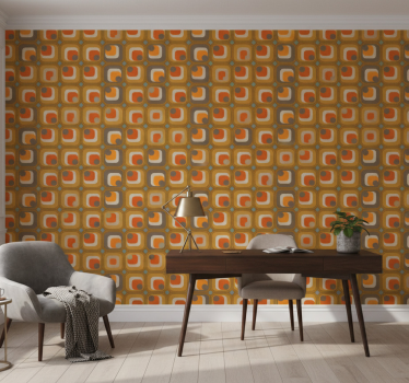 Office wallpaper 70s retro squares pattern - TenStickers