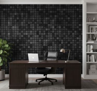 Office wallpaper in black squares - TenStickers