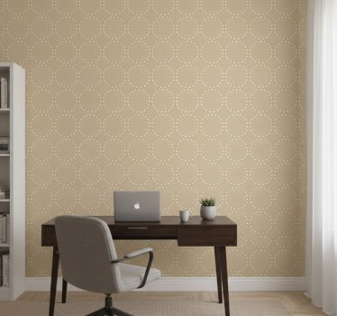 Office wallpaper light beige background with white circles - TenStickers