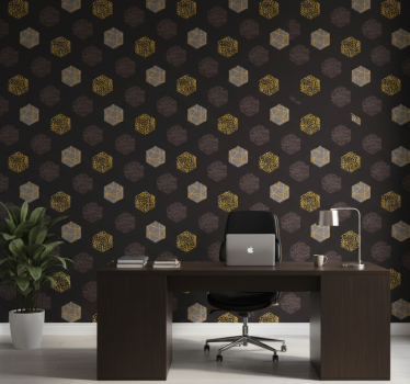 Office wallpaper nordic golden hexagons design - TenStickers