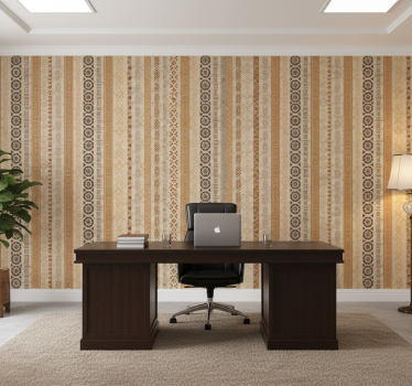 Office wallpaper puzzle stamp effect in brown - TenStickers