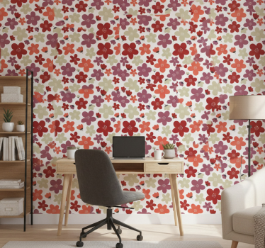 Office wallpaper red abstract floral design - TenStickers