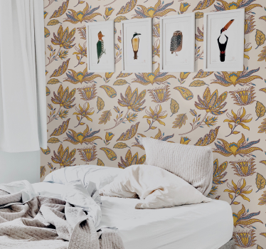 Paisley Flower Set Bedroom Wallpaper - TenStickers
