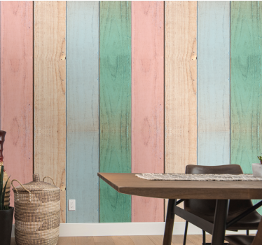Pastel Plank Patterns wood effect wallpaper - TenStickers
