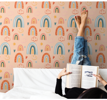 Pattern children theme rainbow Kids Wallpaper - TenStickers
