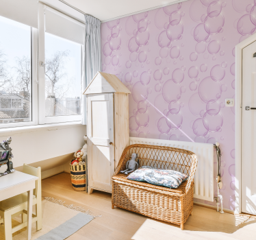 Pink Bubbles Kids Wallpaper - TenStickers
