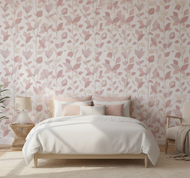 Pink floral bedroom wallpaper - TenStickers