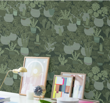 Potted Plant Patterns leaf wallpaper - TenStickers