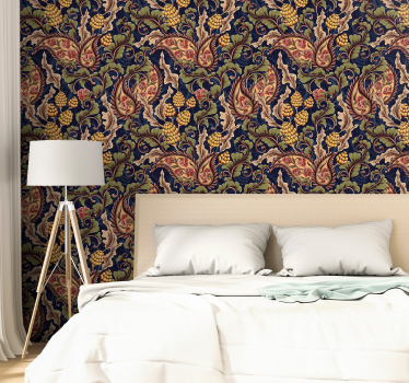 Realistic Paisley Illustration Bedroom Wallpaper - TenStickers