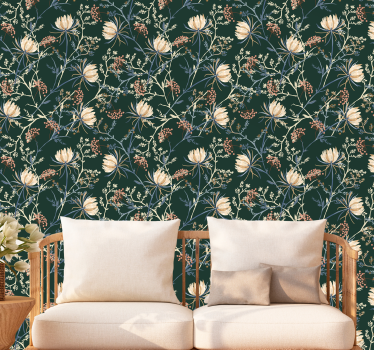 'Restore emerald' style leaves wallpaper - TenStickers
