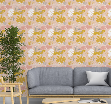 Retro flowers Nature Wallpaper - TenStickers