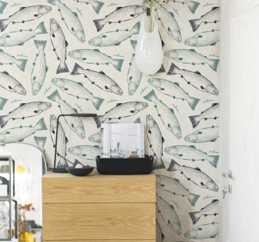 Salmon fish Bedroom Wallpaper - TenStickers