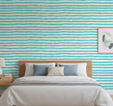 Scandinavian wallpaper aquamarine white zigzag design - TenStickers