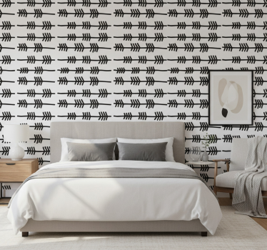 Scandinavian wallpaper black abstract arrows white - TenStickers