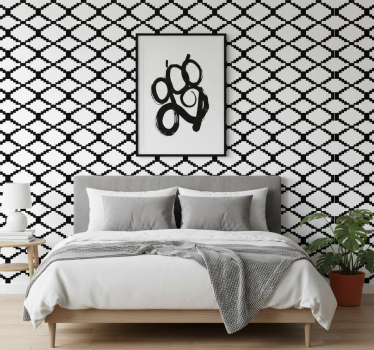 Scandinavian wallpaper black geometric diamonds - TenStickers