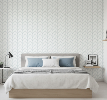Scandinavian wallpaper blue zigzag lines on white - TenStickers