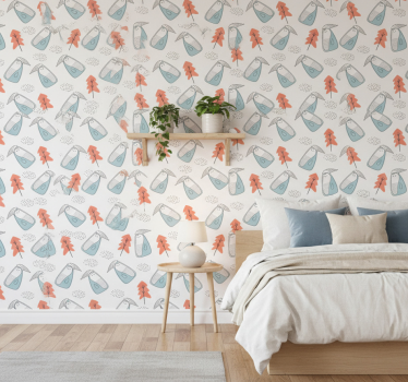 Scandinavian wallpaper cute minimalistic penguins trees - TenStickers