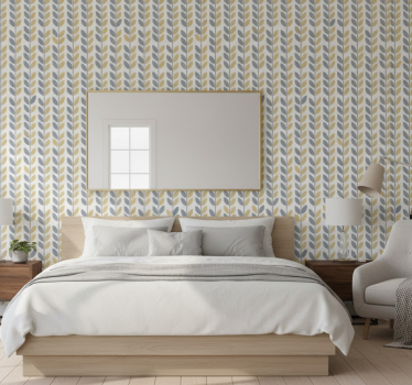 Scandinavian wallpaper grey and yellow vertical leaves - TenStickers