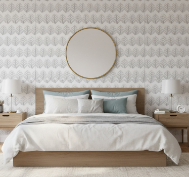 Scandinavian wallpaper grey leaf pattern design - TenStickers