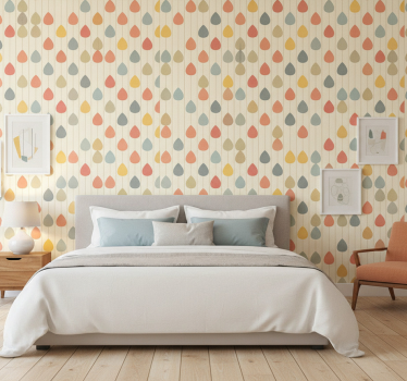 Scandinavian wallpaper in vibrant cascading raindrops - TenStickers