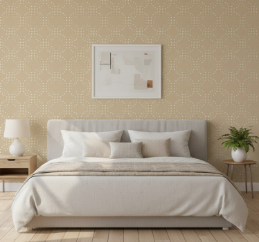 Scandinavian wallpaper light beige background white circles - TenStickers