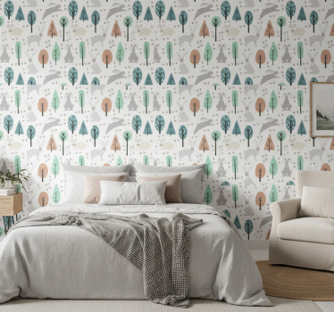 Scandinavian wallpaper nordic forest wildlife - TenStickers
